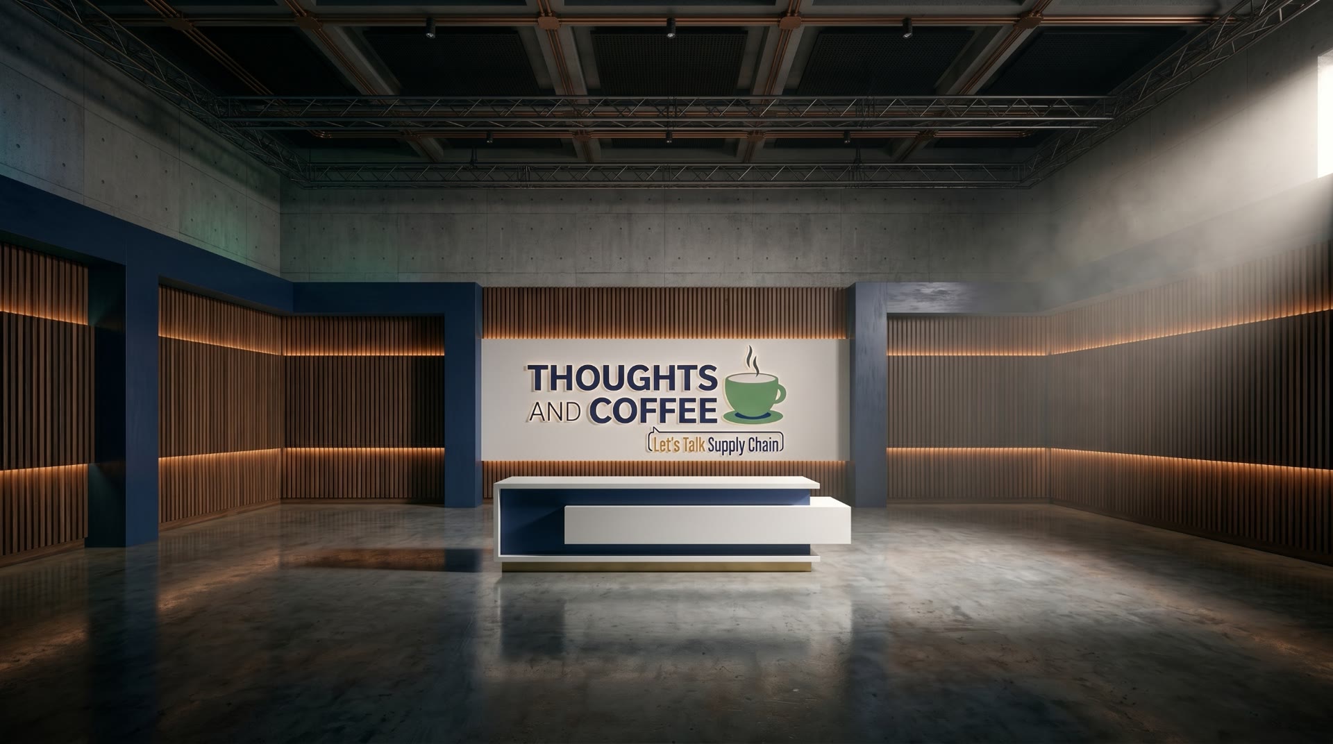 Thoughts and Coffee studio — copper truss ceiling